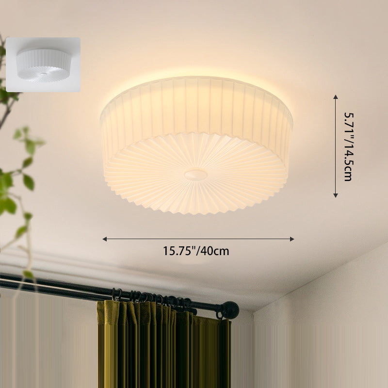 Traditional French Glass Iron Ruffled Floral Round LED Flush Mount Ceiling Light For Bedroom & Living Room