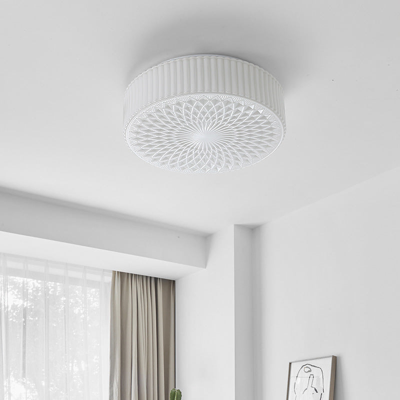 Traditional French Glass Iron Ruffled Floral Round LED Flush Mount Ceiling Light For Bedroom & Living Room
