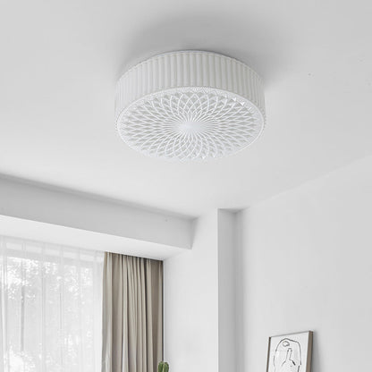 Traditional French Glass Iron Ruffled Floral Round LED Flush Mount Ceiling Light For Bedroom & Living Room