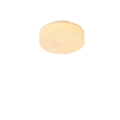 Traditional French Glass Iron Ruffled Floral Round LED Flush Mount Ceiling Light For Bedroom & Living Room