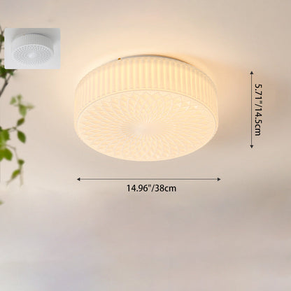 Traditional French Glass Iron Ruffled Floral Round LED Flush Mount Ceiling Light For Bedroom & Living Room