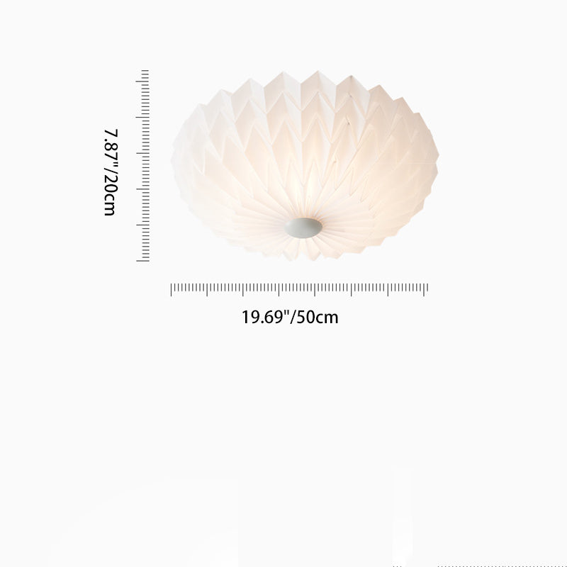 Traditional French PVC Iron Pleated Half-Dome LED Flush Mount Ceiling Light For Bedroom & Living Room