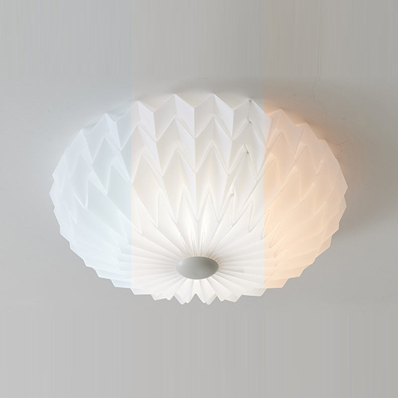 Traditional French PVC Iron Pleated Half-Dome LED Flush Mount Ceiling Light For Bedroom & Living Room