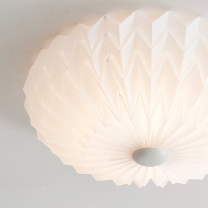 Traditional French PVC Iron Pleated Half-Dome LED Flush Mount Ceiling Light For Bedroom & Living Room