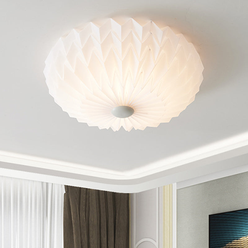 Traditional French PVC Iron Pleated Half-Dome LED Flush Mount Ceiling Light For Bedroom & Living Room
