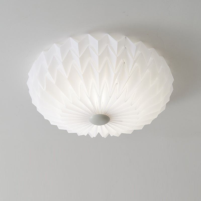 Traditional French PVC Iron Pleated Half-Dome LED Flush Mount Ceiling Light For Bedroom & Living Room