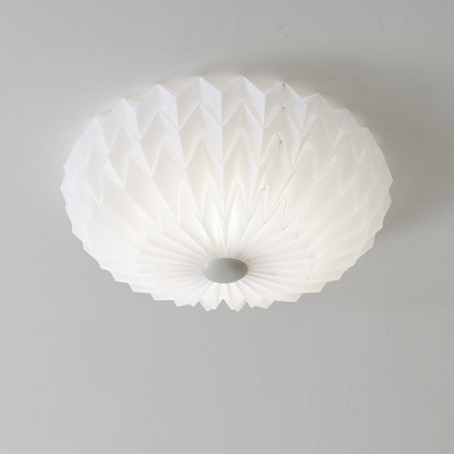 Traditional French PVC Iron Pleated Half-Dome LED Flush Mount Ceiling Light For Bedroom & Living Room