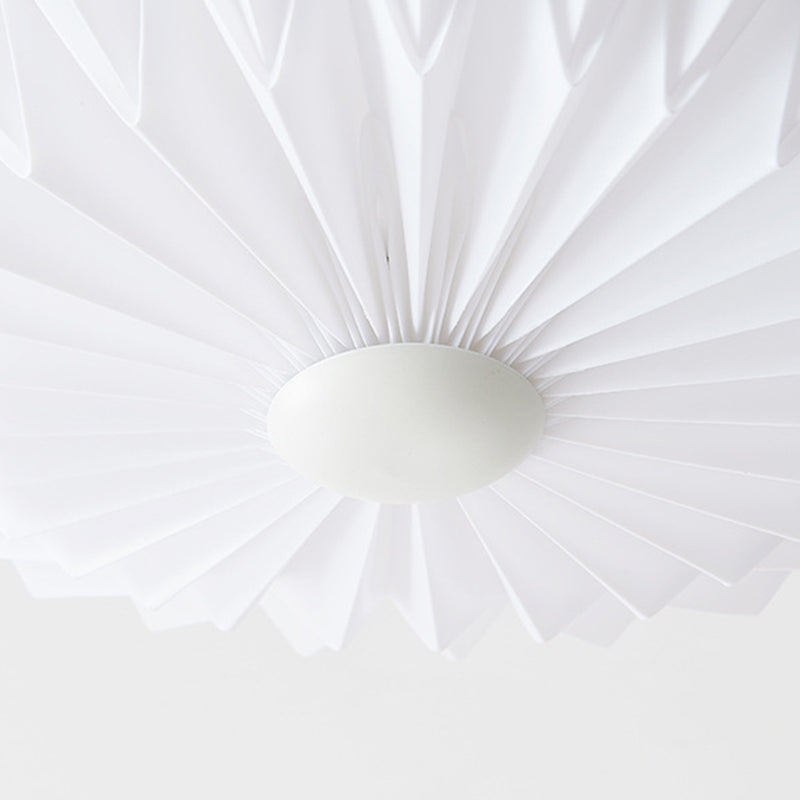 Traditional French PVC Iron Pleated Half-Dome LED Flush Mount Ceiling Light For Bedroom & Living Room