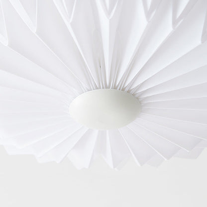 Traditional French PVC Iron Pleated Half-Dome LED Flush Mount Ceiling Light For Bedroom & Living Room