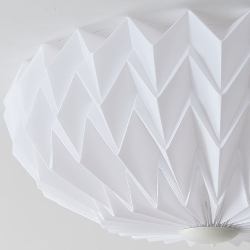 Traditional French PVC Iron Pleated Half-Dome LED Flush Mount Ceiling Light For Bedroom & Living Room