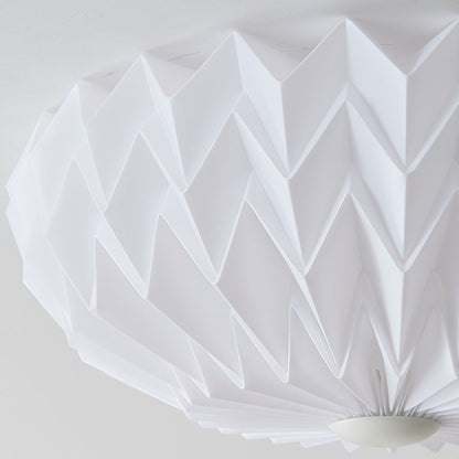 Traditional French PVC Iron Pleated Half-Dome LED Flush Mount Ceiling Light For Bedroom & Living Room