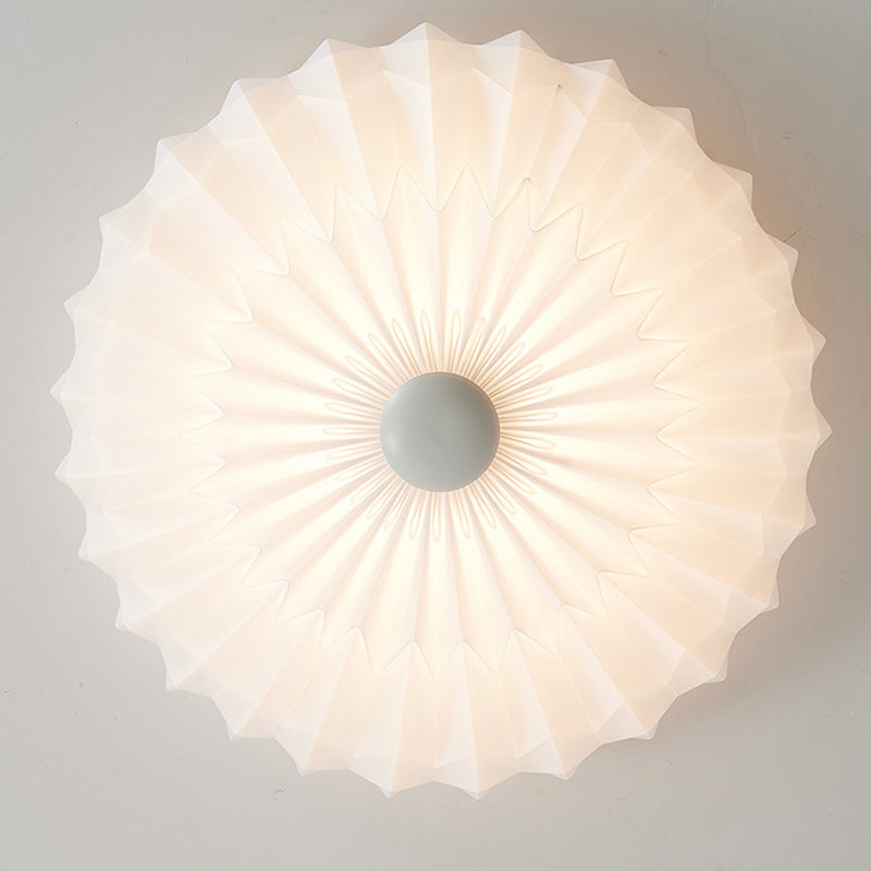 Traditional French PVC Iron Pleated Half-Dome LED Flush Mount Ceiling Light For Bedroom & Living Room