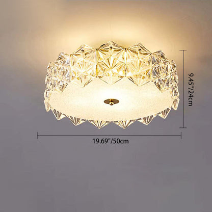 Modern Luxury Tempered Glass Aluminum Iron Geometric Round 5/6/8-Light Semi-Flush Mount Ceiling Light For Bedroom & Living Room