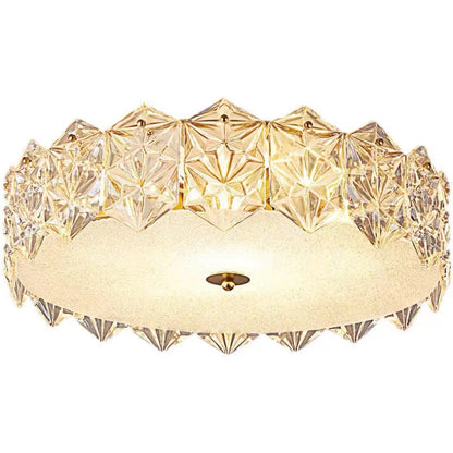 Modern Luxury Tempered Glass Aluminum Iron Geometric Round 5/6/8-Light Semi-Flush Mount Ceiling Light For Bedroom & Living Room