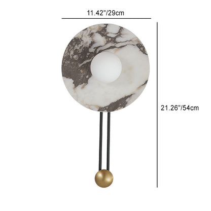 Traditional French Stone & Iron Spherical Round 1-Light Wall Sconce Lamp For Bedroom & Living Room