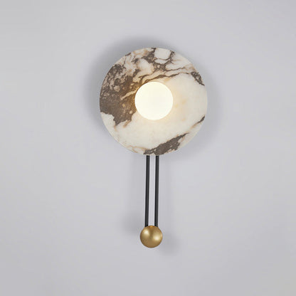 Traditional French Stone & Iron Spherical Round 1-Light Wall Sconce Lamp For Bedroom & Living Room
