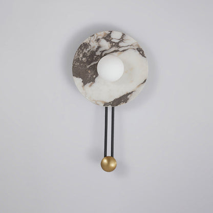 Traditional French Stone & Iron Spherical Round 1-Light Wall Sconce Lamp For Bedroom & Living Room