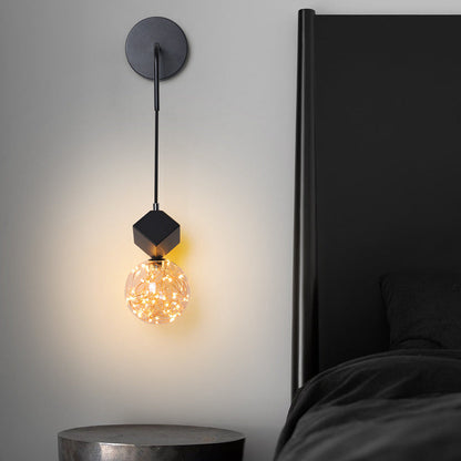 Contemporary Scandinavian Glass Iron Round Square Curved LED Wall Sconce Lamp For Bedroom & Living Room
