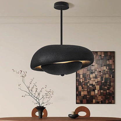Traditional Japanese Resin Irregular Round 3-Light Chandelier For Bedroom & Living Room