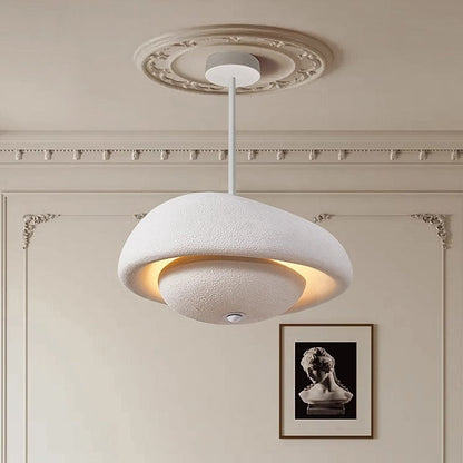 Traditional Japanese Resin Irregular Round 3-Light Chandelier For Bedroom & Living Room