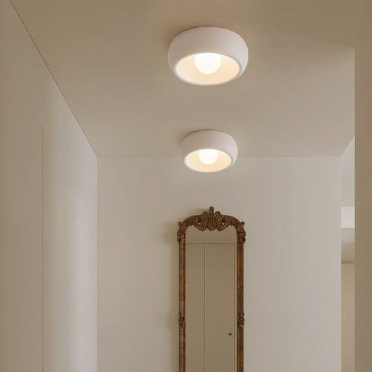 Modern Minimalist Glass Carbon Steel Round LED Flush Mount Ceiling Light For Bedroom & Living Room