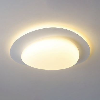 Modern Minimalist Acrylic Iron Pebble-Shaped LED Flush Mount Ceiling Light For Bedroom & Living Room