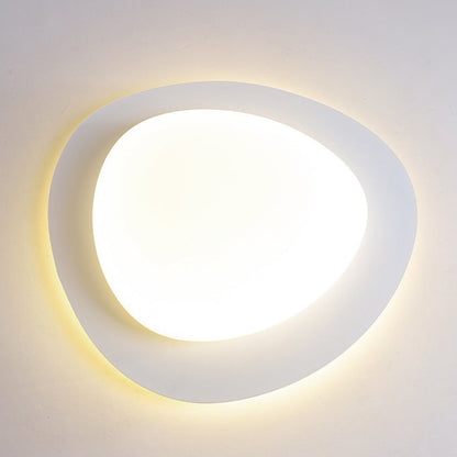 Modern Minimalist Acrylic Iron Pebble-Shaped LED Flush Mount Ceiling Light For Bedroom & Living Room
