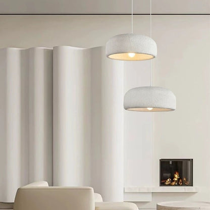 Traditional Japanese Resin Fiberglass Dome-Shaped 1-Light Pendant Light For Dining Room & Living Room