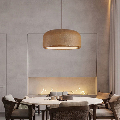 Traditional Japanese Resin Fiberglass Dome-Shaped 1-Light Pendant Light For Dining Room & Living Room