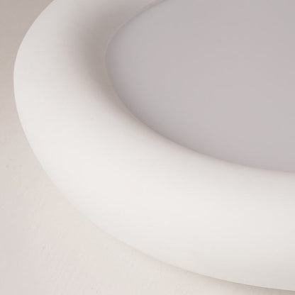 Modern Minimalist Diffuser Panel Resin Iron Pebble-Shaped LED Flush Mount Ceiling Light For Bedroom & Living Room