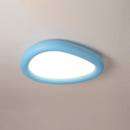 Modern Minimalist Diffuser Panel Resin Iron Pebble-Shaped LED Flush Mount Ceiling Light For Bedroom & Living Room