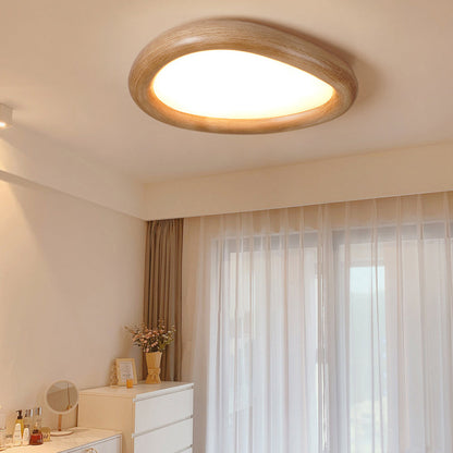 Modern Minimalist Diffuser Panel Resin Iron Pebble-Shaped LED Flush Mount Ceiling Light For Bedroom & Living Room