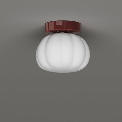 Modern Minimalist PE Iron Pumpkin Round LED Semi-Flush Mount Ceiling Light For Bedroom & Living Room
