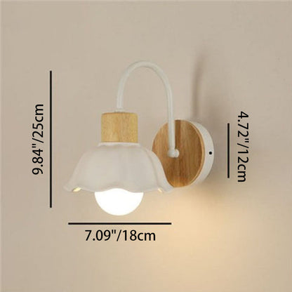 Contemporary Scandinavian Acrylic Ceramic Glass Flower Round 1-Light Wall Sconce Lamp For Bedroom & Living Room