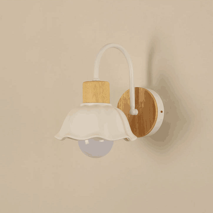 Contemporary Scandinavian Acrylic Ceramic Glass Flower Round 1-Light Wall Sconce Lamp For Bedroom & Living Room