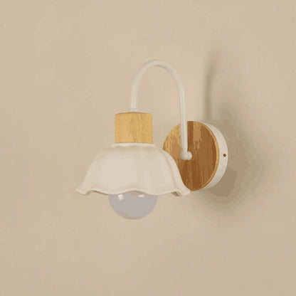 Contemporary Scandinavian Acrylic Ceramic Glass Flower Round 1-Light Wall Sconce Lamp For Bedroom & Living Room
