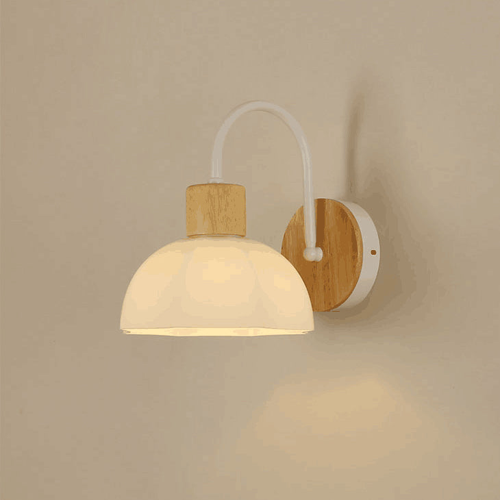 Contemporary Scandinavian Acrylic Ceramic Glass Flower Round 1-Light Wall Sconce Lamp For Bedroom & Living Room