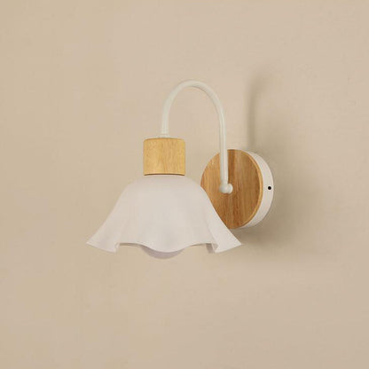 Contemporary Scandinavian Acrylic Ceramic Glass Flower Round 1-Light Wall Sconce Lamp For Bedroom & Living Room