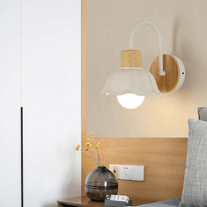 Contemporary Scandinavian Acrylic Ceramic Glass Flower Round 1-Light Wall Sconce Lamp For Bedroom & Living Room