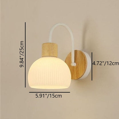 Contemporary Scandinavian Acrylic Ceramic Glass Flower Round 1-Light Wall Sconce Lamp For Bedroom & Living Room