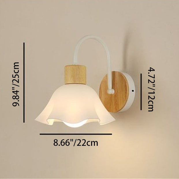 Contemporary Scandinavian Acrylic Ceramic Glass Flower Round 1-Light Wall Sconce Lamp For Bedroom & Living Room