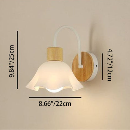 Contemporary Scandinavian Acrylic Ceramic Glass Flower Round 1-Light Wall Sconce Lamp For Bedroom & Living Room