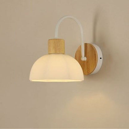 Contemporary Scandinavian Acrylic Ceramic Glass Flower Round 1-Light Wall Sconce Lamp For Bedroom & Living Room