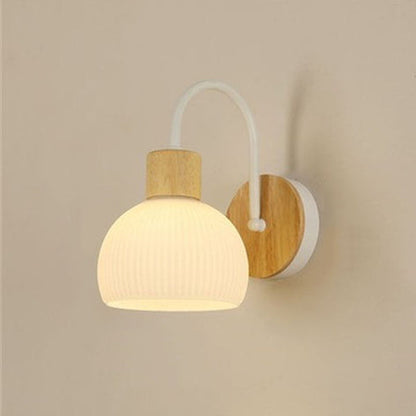 Contemporary Scandinavian Acrylic Ceramic Glass Flower Round 1-Light Wall Sconce Lamp For Bedroom & Living Room
