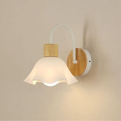 Contemporary Scandinavian Acrylic Ceramic Glass Flower Round 1-Light Wall Sconce Lamp For Bedroom & Living Room