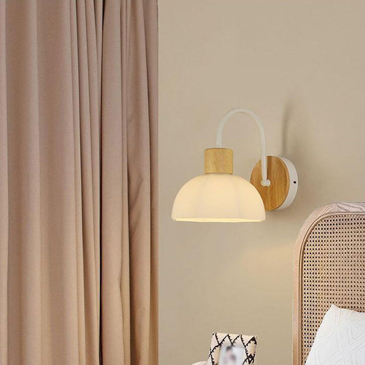 Contemporary Scandinavian Acrylic Ceramic Glass Flower Round 1-Light Wall Sconce Lamp For Bedroom & Living Room