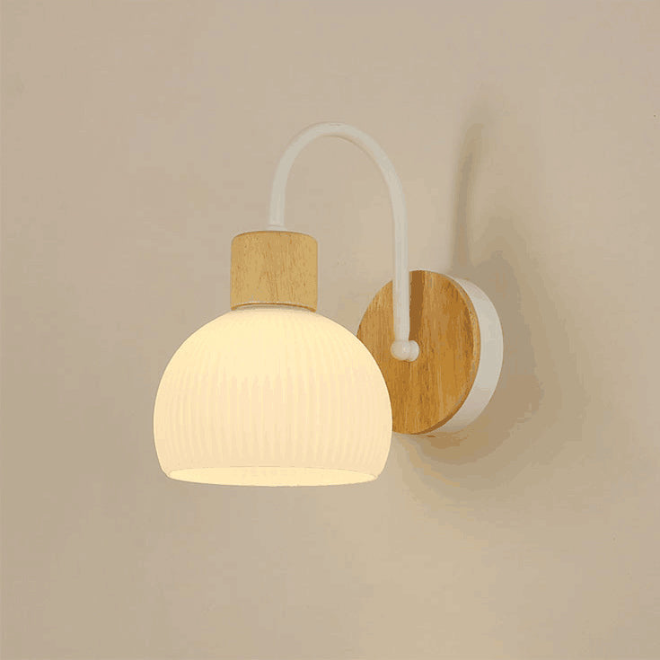 Contemporary Scandinavian Acrylic Ceramic Glass Flower Round 1-Light Wall Sconce Lamp For Bedroom & Living Room