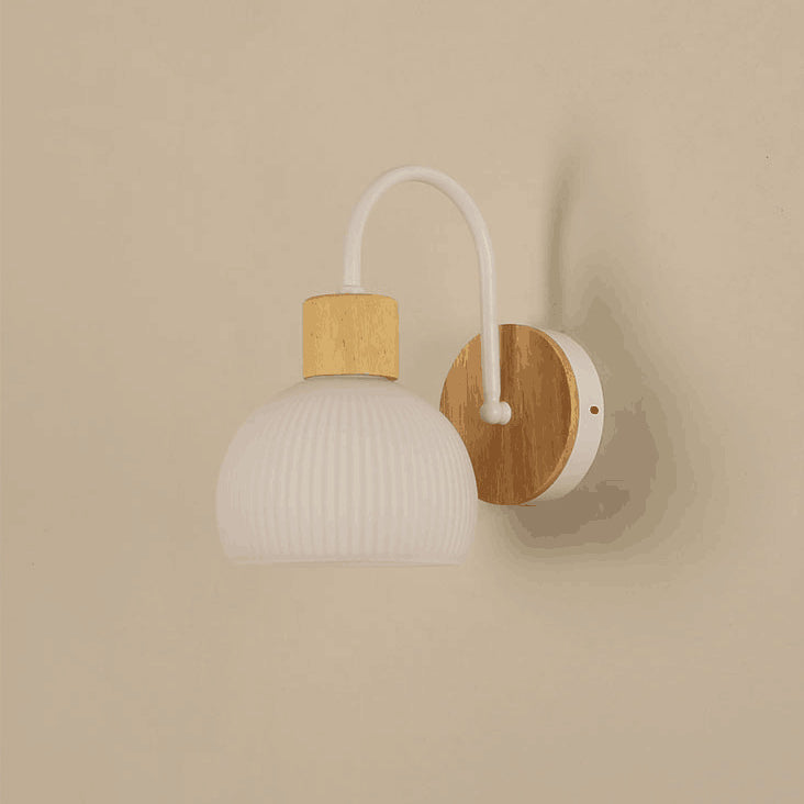 Contemporary Scandinavian Acrylic Ceramic Glass Flower Round 1-Light Wall Sconce Lamp For Bedroom & Living Room