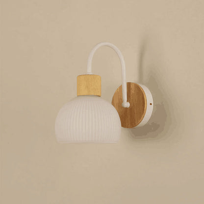 Contemporary Scandinavian Acrylic Ceramic Glass Flower Round 1-Light Wall Sconce Lamp For Bedroom & Living Room