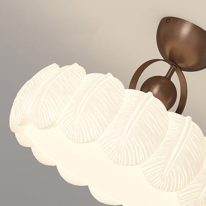 Modern Art Deco PE Iron Bubble Feather Round LED Semi-Flush Mount Ceiling Light For Bedroom & Living Room